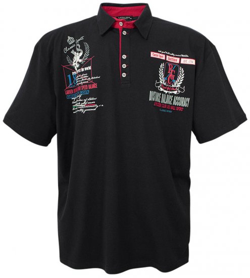 Lavecchia 2038 Printed Jersey Poloshirt Black - Tricouri polo - Tricouri Polo Bărbați Mărimi Mari