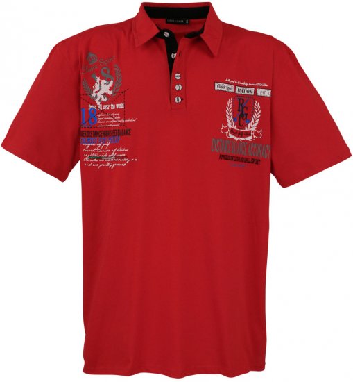 Lavecchia 2038 Printed Jersey Poloshirt Red - Tricouri polo - Tricouri Polo Bărbați Mărimi Mari
