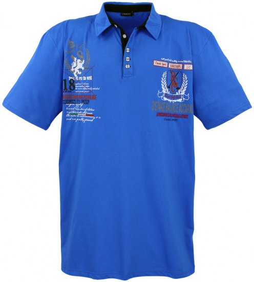 Lavecchia 2038 Printed Jersey Poloshirt Royal Blue - Tricouri polo - Tricouri Polo Bărbați Mărimi Mari