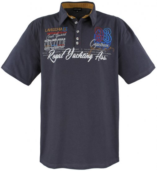 Lavecchia 4688 Printed Jersey Poloshirt Charcoal - Tricouri polo - Tricouri Polo Bărbați Mărimi Mari