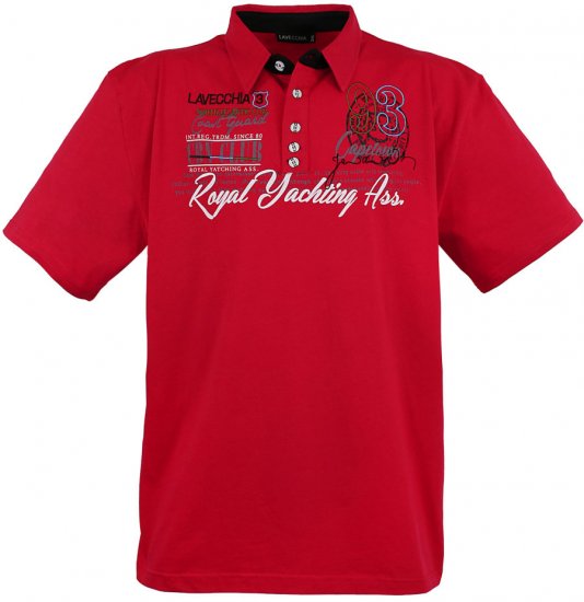 Lavecchia 4688 Printed Jersey Poloshirt Red - Tricouri polo - Tricouri Polo Bărbați Mărimi Mari