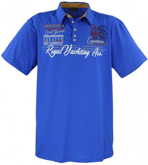Lavecchia 4688 Printed Jersey Poloshirt Royal Blue - Tricouri polo - Tricouri Polo Bărbați Mărimi Mari