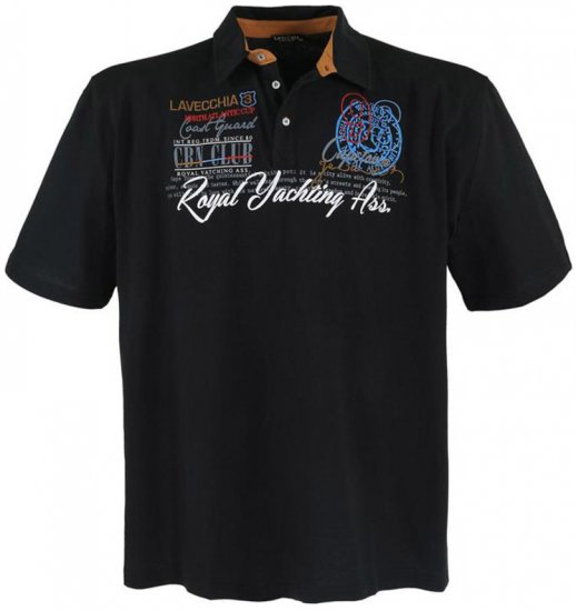 Lavecchia 4688 Printed Jersey Poloshirt Black - Tricouri polo - Tricouri Polo Bărbați Mărimi Mari