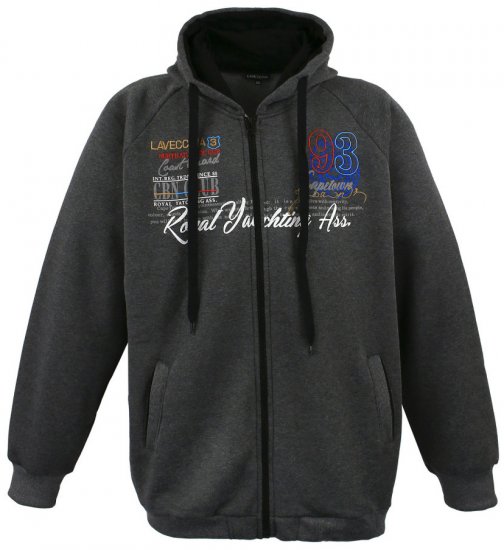 Lavecchia 612 Printed Zipper Hoodie Charcoal - Pulovere & hanorace - Pulovere & Hanorace Bărbați Mărimi Mari