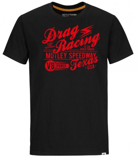 Motley Denim Lincoln T-Shirt Red on Black - Tricouri - Tricouri Bărbați Mărimi Mari