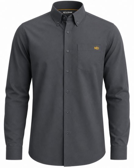 Motley Denim Lisbon Long Sleeve Shirt Charcoal - Cămăși - Cămăși Bărbați Mărimi Mari