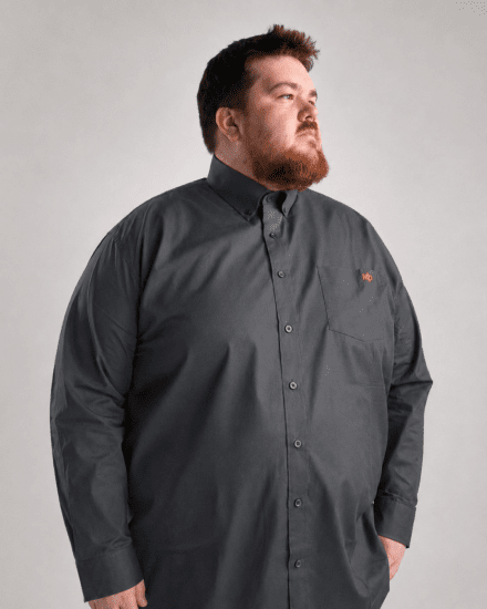 Motley Denim Lisbon Long Sleeve Shirt Charcoal - Cămăși - Cămăși Bărbați Mărimi Mari
