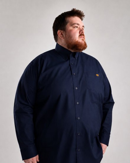 Motley Denim Lisbon Long Sleeve Shirt Navy - Cămăși - Cămăși Bărbați Mărimi Mari