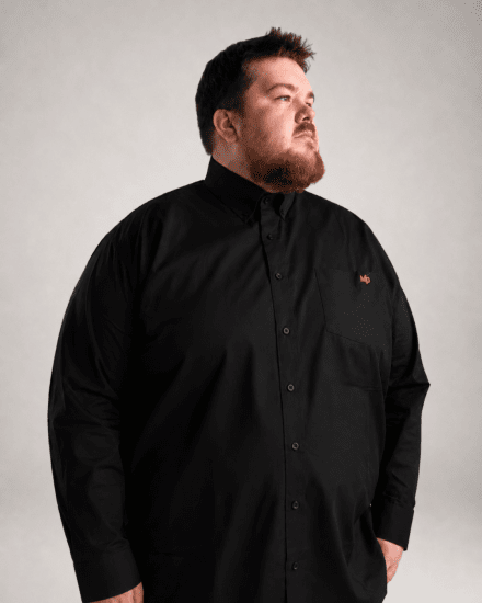 Motley Denim Lisbon Long Sleeve Shirt Black - Cămăși - Cămăși Bărbați Mărimi Mari