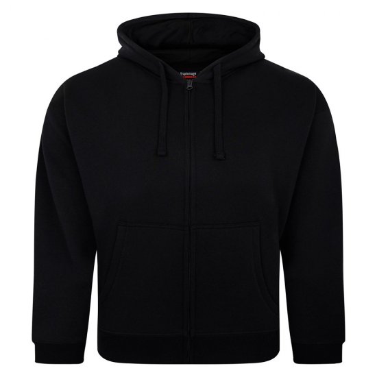 Espionage LW162 Hooded Zip Through Sweat Shirt Negru - Pulovere & hanorace - Pulovere & Hanorace Bărbați Mărimi Mari