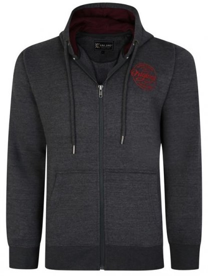 Kam Jeans 7060 Zip Thru Originals Denim Hoodie Charcoal - Pulovere & hanorace - Pulovere & Hanorace Bărbați Mărimi Mari