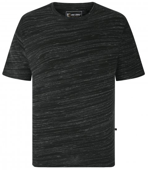 Kam Jeans 5738 Injected Marl Crew Neck T-Shirt Black - Tricouri - Tricouri Bărbați Mărimi Mari