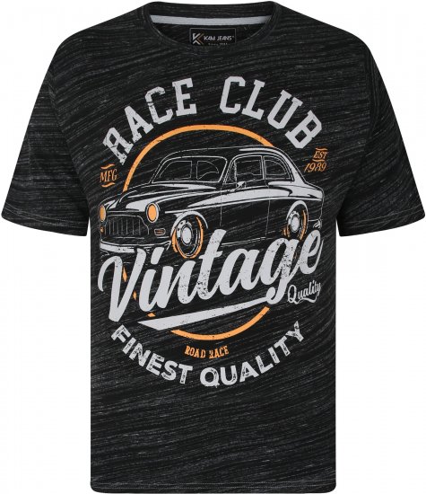 Kam Jeans 5740 Race Club Injected Marl Tee Black - Tricouri - Tricouri Bărbați Mărimi Mari