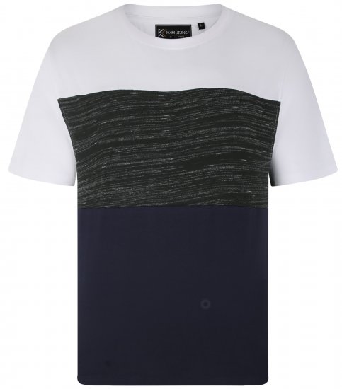 Kam Jeans 5739 Contrast Panel Cut & Saw T-Shirt Charcoal - Tricouri - Tricouri Bărbați Mărimi Mari