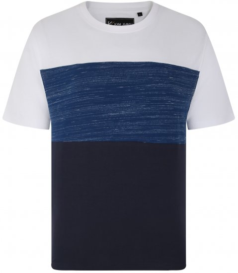 Kam Jeans 5739 Contrast Panel Cut & Saw T-Shirt Navy - Tricouri - Tricouri Bărbați Mărimi Mari