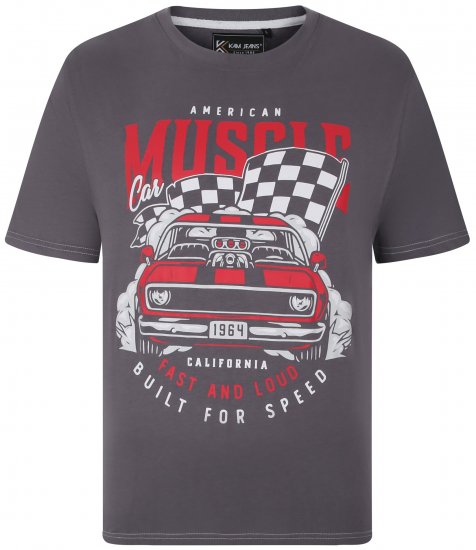 Kam Jeans 5732 Amercian Muscle Print T-Shirt Slate - Tricouri - Tricouri Bărbați Mărimi Mari