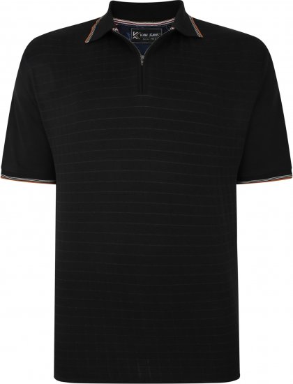 Kam Jeans 5491 Jersey Weave 1/4 Zip Polo Black - Tricouri polo - Tricouri Polo Bărbați Mărimi Mari