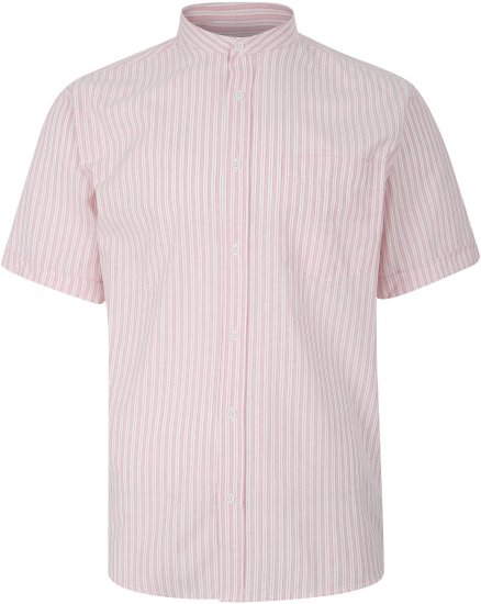 Kam Jeans 6288 Grandad Stripe Short Sleeve Shirt with Collar Pink - Cămăși - Cămăși Bărbați Mărimi Mari