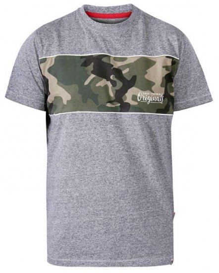 D555 Major Camo Print Crew Neck T-Shirt Grey - Tricouri - Tricouri Bărbați Mărimi Mari