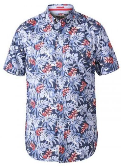D555 Malibu Hawaiian Short Sleeve Shirt Blue - Cămăși - Cămăși Bărbați Mărimi Mari