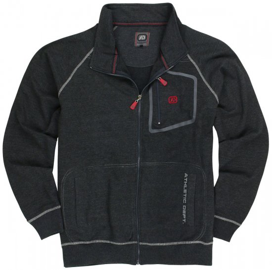 Adamo Manuel Sweatshirt with Zipper Charcoal - Pulovere & hanorace - Pulovere & Hanorace Bărbați Mărimi Mari