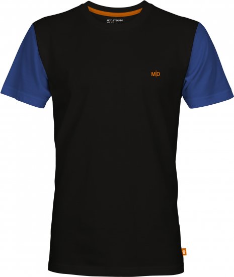 Motley Denim Vigo Colored Short Sleeve T-Shirt Black/Royal Blue - Tricouri - Tricouri Bărbați Mărimi Mari