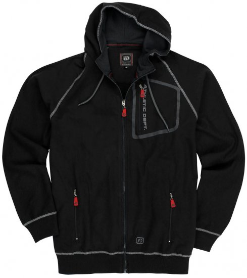 Adamo Michael Hoodie with Zipper Black - Pulovere & hanorace - Pulovere & Hanorace Bărbați Mărimi Mari