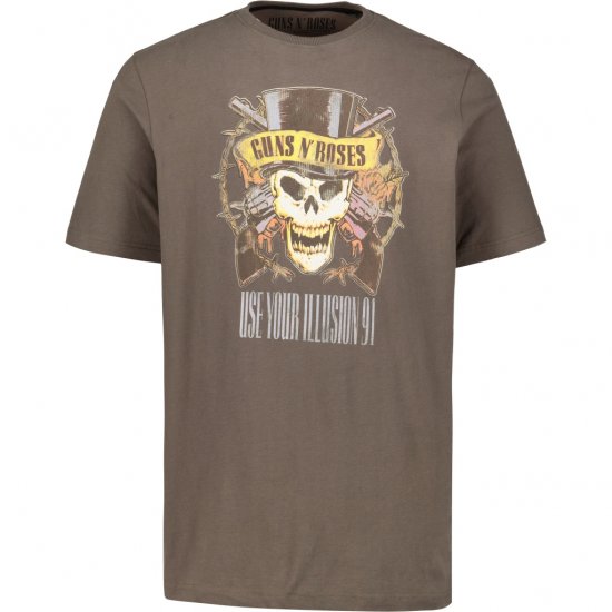 JP1880 T-Shirt Skull Print Guns N Roses Khaki - Tricouri - Tricouri Bărbați Mărimi Mari