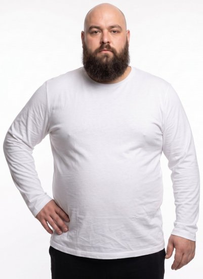 20 Nodi Carbino Tricou cu mânecă lungă Alb - Haine de antrenament - Haine de antrenament mărimi mari bărbați