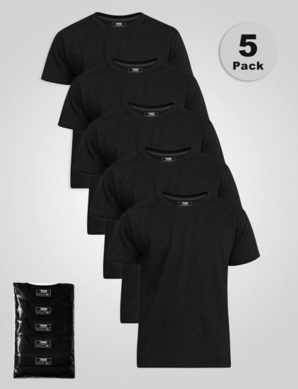 D555 Smartly Tricou guler rotund Neagră 5 bucăți - Tricouri - Tricouri Bărbați Mărimi Mari