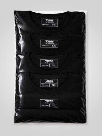 D555 Smartly Tricou guler rotund Neagră 5 bucăți - Tricouri - Tricouri Bărbați Mărimi Mari