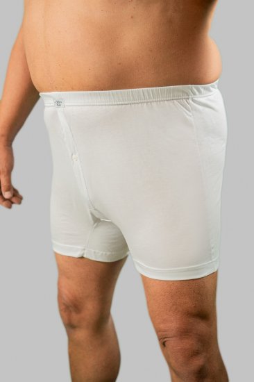20 Nodi Combed Cotton Jersey Boxer with Front Button Fly White - Lenjerie intimă & costum baie - Lenjerie Intimă Bărbați Mărimi Mari