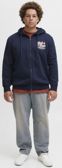 Jack & Jones Logo 2 COL Hoodie with Zipper Blue - Pulovere & hanorace - Pulovere & Hanorace Bărbați Mărimi Mari