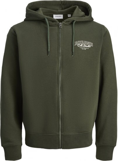 Jack & Jones Makoto Hoodie with Zipper Green - Pulovere & hanorace - Pulovere & Hanorace Bărbați Mărimi Mari
