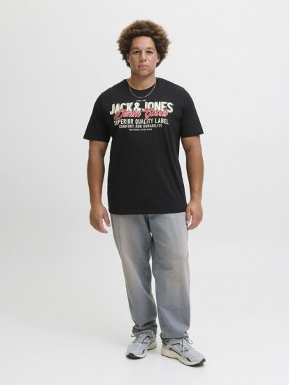 Jack & Jones Logo 2COL T-Shirt Black - Tricouri - Tricouri Bărbați Mărimi Mari