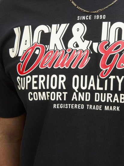 Jack & Jones Logo 2COL T-Shirt Black - Tricouri - Tricouri Bărbați Mărimi Mari