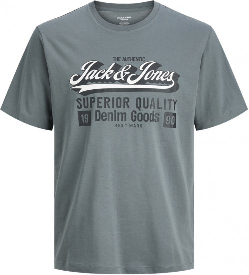 Jack & Jones Logo 2COL T-shirt Grey - Tricouri - Tricouri Bărbați Mărimi Mari