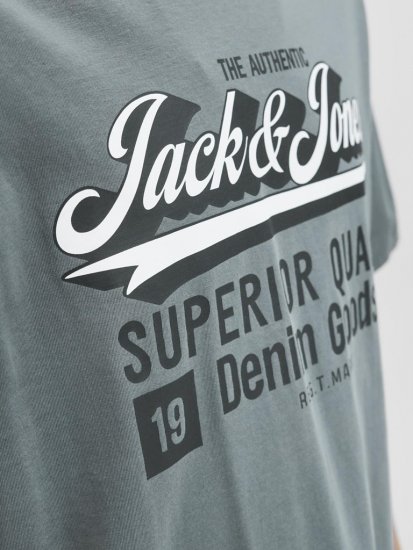 Jack & Jones Logo 2COL T-shirt Grey - Tricouri - Tricouri Bărbați Mărimi Mari