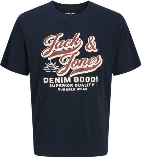 Jack & Jones Logo 2COL T-Shirt Blue - Tricouri - Tricouri Bărbați Mărimi Mari