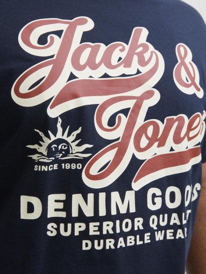 Jack & Jones Logo 2COL T-Shirt Blue - Tricouri - Tricouri Bărbați Mărimi Mari