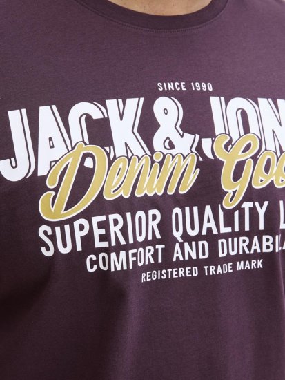 Jack & Jones Logo 2COL T-shirt Purple - Tricouri - Tricouri Bărbați Mărimi Mari