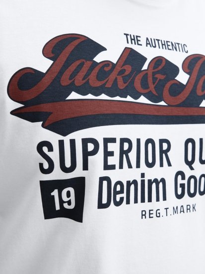 Jack & Jones Logo 2COL T-Shirt White - Tricouri - Tricouri Bărbați Mărimi Mari