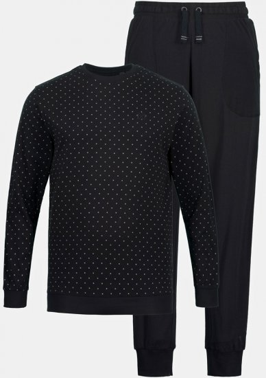 JP1880 Two-piece Pyjamas Long Sleeve and Long Trousers Black - Lenjerie intimă & costum baie - Lenjerie Intimă Bărbați Mărimi Mari