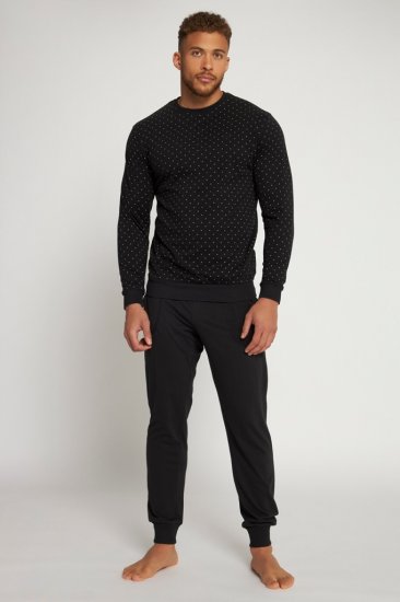JP1880 Two-piece Pyjamas Long Sleeve and Long Trousers Black - Lenjerie intimă & costum baie - Lenjerie Intimă Bărbați Mărimi Mari