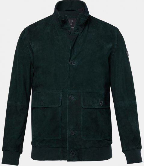 JP1880 Leather Jacket Suede with Stand-up Collar Dark Green - Geci - Geci Bărbați Mărimi Mari