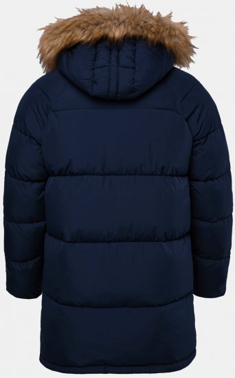 JP1880 Quilted Parka Lightweight and Warm with Faux Fur Hood Navy - Geci - Geci Bărbați Mărimi Mari