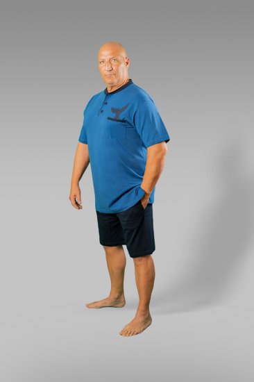 20 Nodi Short Pajamas in Combed Cotton Jersey Blue/Black - Lenjerie intimă & costum baie - Lenjerie Intimă Bărbați Mărimi Mari