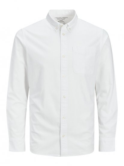 Jack & Jones Brook Oxford Shirt Long Sleeve White - Cămăși - Cămăși Bărbați Mărimi Mari