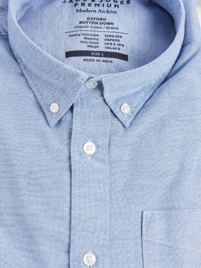 Jack & Jones Brook Oxford Shirt Long Sleeve Blue - Cămăși - Cămăși Bărbați Mărimi Mari