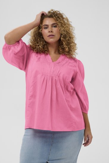 Kaffe Curve Karlia 3/4 Sleeve Blouse Pink - Bluze & tunici - 